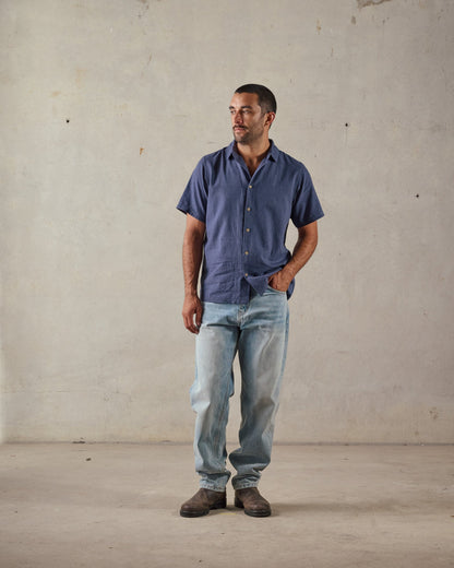 McTavish Button Up Shirt Hemp Blue