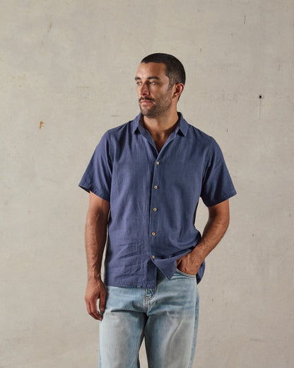 McTavish Button Up Shirt Hemp Blue
