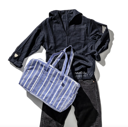 Shirt Fabric School Bag / Stripe B