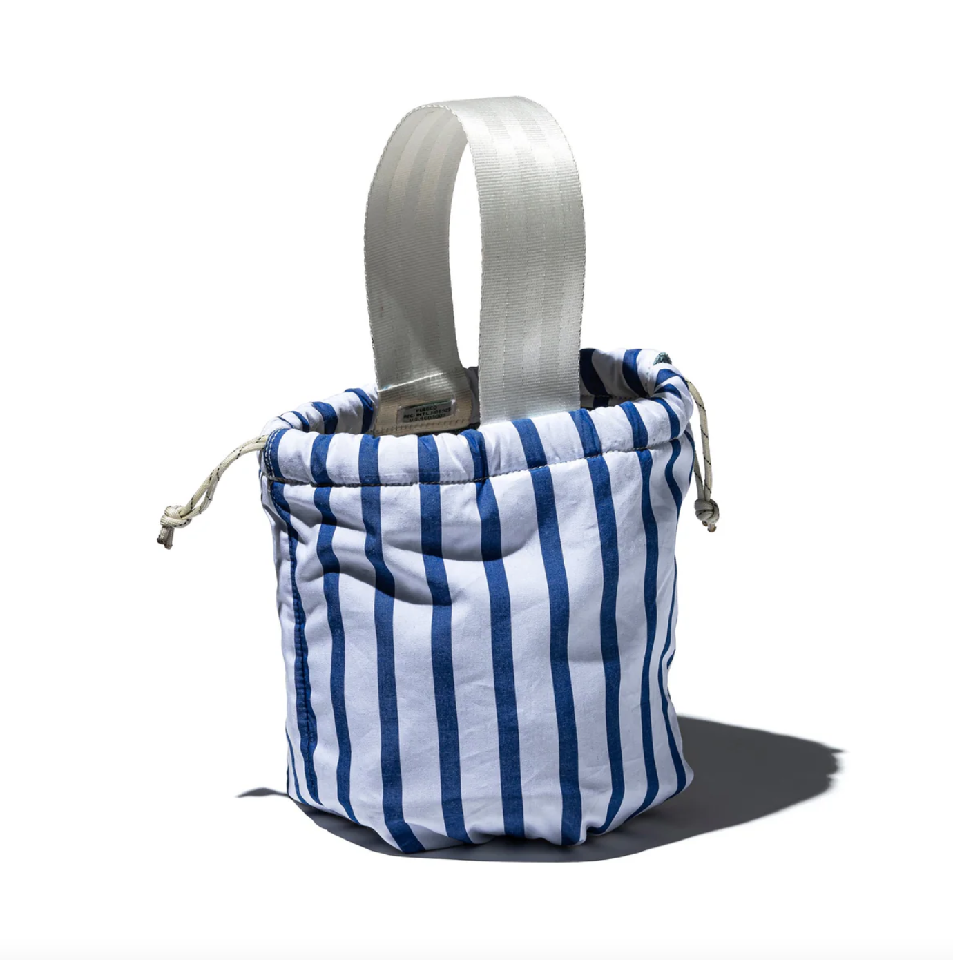 Shirt Fabric Drawstring Bag / White Stripe