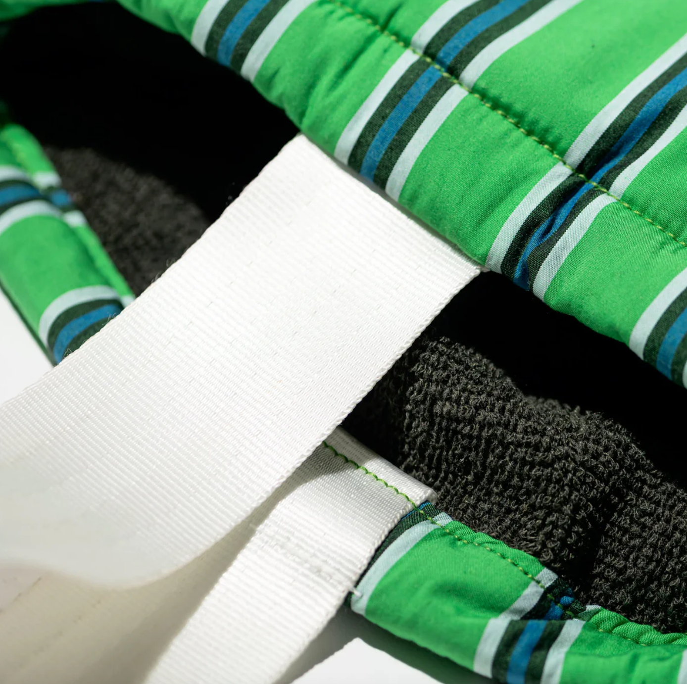 Shirt Fabric Drawstring Bag / Green Stripe